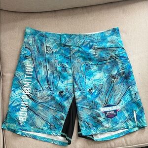 Born Primitive Woodapalooza Miami Blue Pattern Athletic Board Shorts
